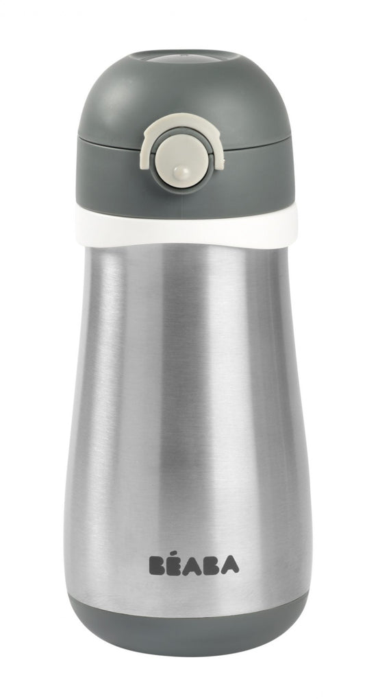 Béaba Rozsdamentes Acél Palack + Fogantyú - 350 ml - Sötétszürke - Momsy
