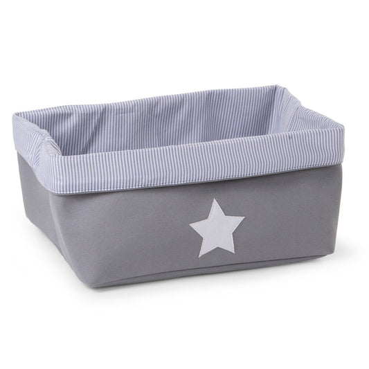 Childhome Tárolókosárka - 40x30x20 cm - Vászon - Szürke Csíkos-Kifutó termék! - Momsy